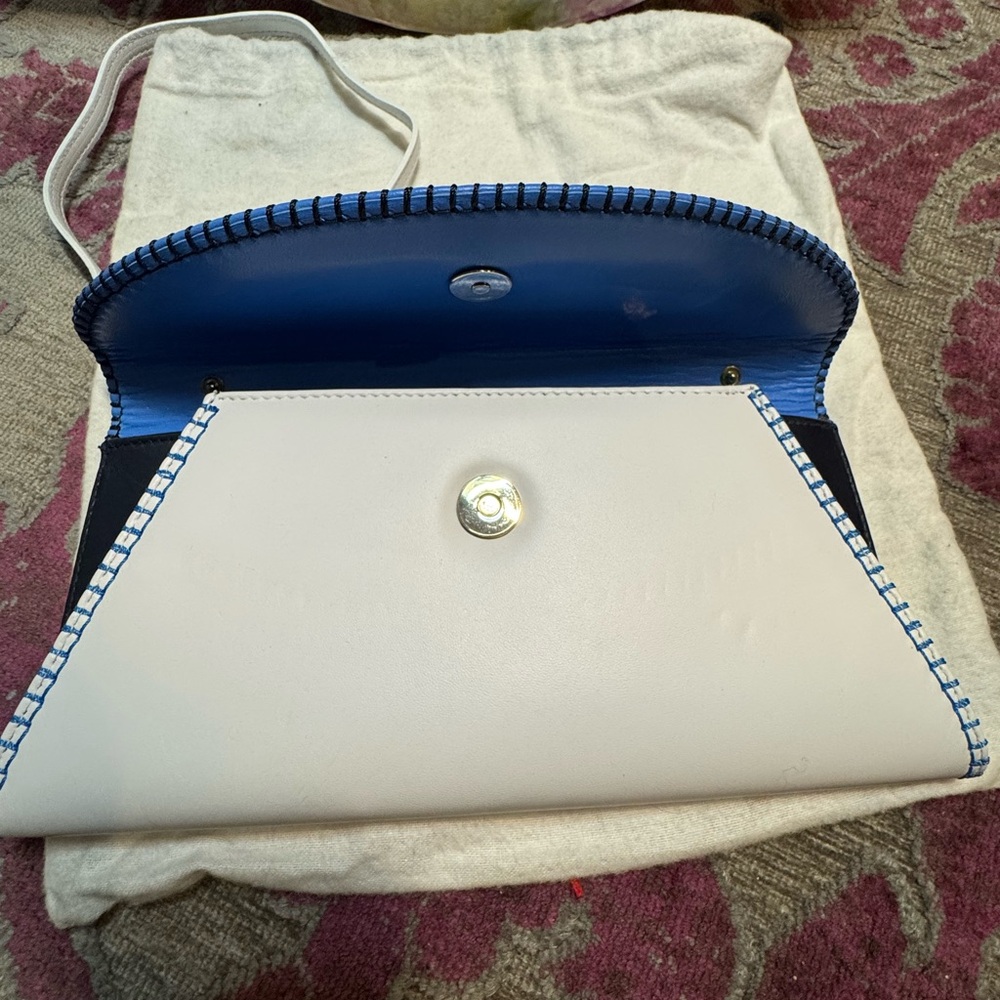 NWT - LK Bennett Sky Blue, Navy and White Clutch - Picture 11 of 16